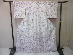 1円 良品 正絹 着物 付け下げ小紋 縮緬 和装 和服 枝垂れ花 花柄 草花 かわいい おしゃれ 袷 身丈154cm 裄65cm【夢職】★★★