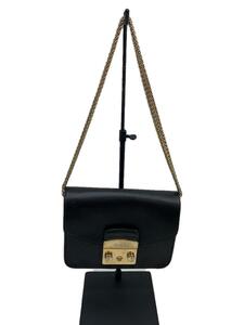 FURLA◆ショルダーバッグ/レザー/BLK/無地