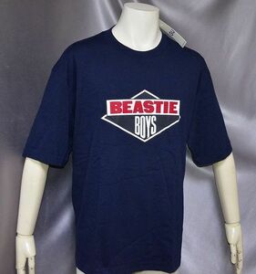 新品 L BEASTIE BOYS ビースティーボーイズ コットン 綿100％ Tシャツ 半袖 Tシャツ ワイドシルエット GU　ネイビー