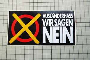 5159 【即決・定額・同梱包可能】★NEIN - 外国人排斥　反対 - ドイツ ◆ スローガン☆ ヴィンテージ ステッカー ☆ ◆ 