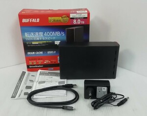 BUFFALO　バッファロー　パソコン用　 外付けHDD　HD-GD8.0U3D　8TB　ハードディスク　説明書　付属品付　フォーマット済　①