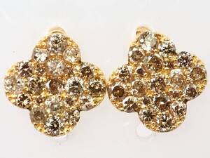 【5540E】K18 天然ダイヤモンド 計1.00ct/0.50ct/0.50ct/1.0g ピアス