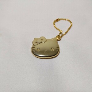 【キティ】金ピカキティのプリクラシールキーホルダー　レトロ