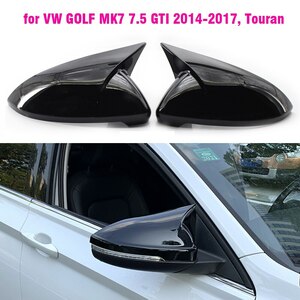 ミラー ケース,光沢 黒,VWゴルフ7 MK7 7.5 GTD RGTI TOURAN L E-GOLF