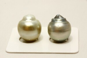 タヒチ黒蝶真珠パールペアルース　15×13mm　マルチカラー