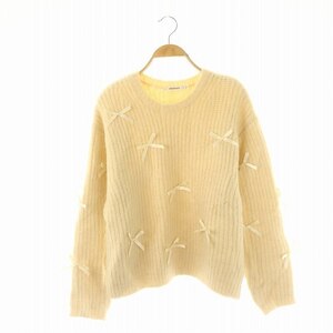 マウジー MOUSSY 23AW リボンファンシーニット RIBBON FANCY KNIT セーター 長袖 プルオーバー F ベージュ /YQ ■OS ■SH レディース