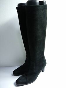 美品 コールハーン COLE HAAN ロング ブーツ 黒 5B 22.0cm Q901-80