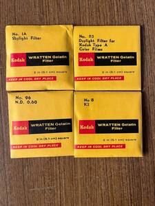 ビンテージ Kodak wratten filter コダック ラッテン フィルター ゼラチン 未開封 ４個セット 2インチ 5.1㎝ カメラ