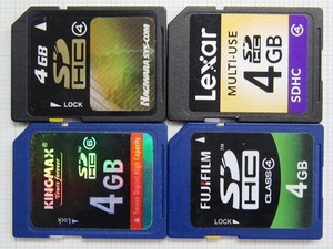 ★ＳＤＨＣメモリーカード ４GB ４枚 中古★送料８５円・１８５円