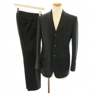 EDIFICE スーツ テーラードジャケット シングル 3B サイドベンツ パンツ スラックス チェック柄 ウール 44 チャコールグレー ■BM メンズ