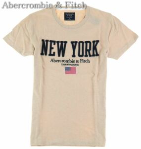 【メール便送料250円】新品本物 Abercrombie & Fitch アバクロ アップリケロゴ ビンテージ加工 Tシャツ / XS