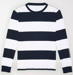 〓SALE!! ラス2!! アメリカンイーグル/US XXL/AE Striped ロンTee/Navy