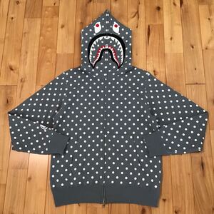 ★新品★ ドット柄 シャーク パーカー Mサイズ グレー dot shark full zip hoodie a bathing ape bape エイプ ベイプ アベイシングエイプ