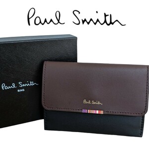 新品 ポールスミス Paul Smith 定期入れ パスケース クロスオーバーストライプ マルチストライプ ブラック レディース 牛革