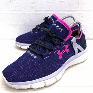 1565◎ UNDER ARMOUR アンダーアーマー 靴 ランニング シューズ スニーカー メッシュ カジュアル パープル レディース24.0