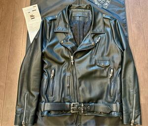 CHROME HEARTS クロムハーツ 国内インボイス原本付属 ダブルライダース レザージャケット SLUFF LTHR VJ（JVP）size:S 黒 レア / JJ DEAN 