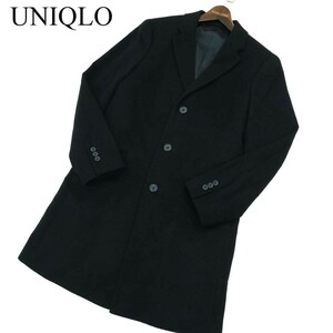 UNIQLO ユニクロ 秋冬 ウール カシミヤ★ チェスター コート Sz.S　メンズ 黒　A2T14478_C#N