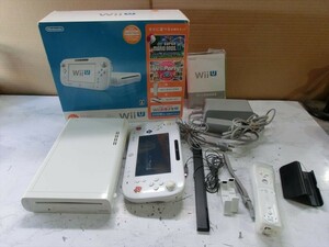 T【4ね-23】【80サイズ】▲WiiU 本体+周辺機器/ホワイト/ニンテンドー/ゲーム機/通電可/ジャンク品/※傷、汚れ、べたつきあり