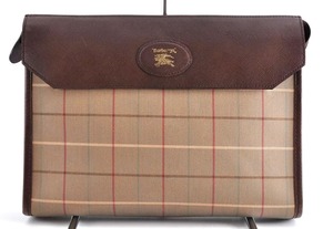 Burberry バーバリー ノバチェック クラッチバッグ セカンドバッグ ハンドバッグ レザー 革 ブラウン 茶色 総柄 柄あり 正規品 4A6363