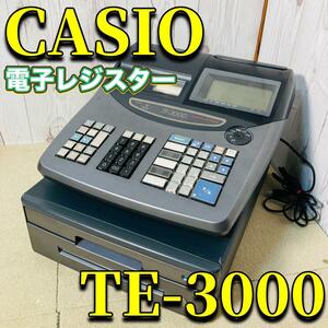 CASIO カシオ 電子レジスターTE-3000 鍵付き 動作確認済み TE-3000-15S TE-3000-20S 店舗用 レジ 感熱ロール紙付き
