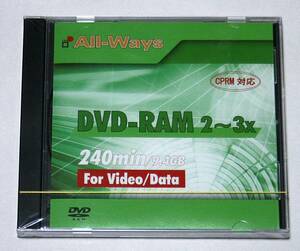 ☆DVD-RAM 2～3x 240min/9.4GB For Video/Data CPRM対応　未開封品