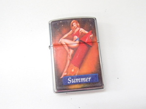 ＃66215【中古】ZIPPO ジッポ PINUP GIRL Summer ピンナップガール 夏ver 1996 ジッポー オイルライター 火花確認済み 現状品