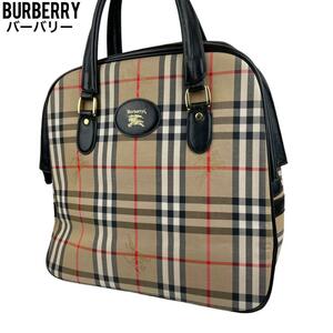 良品　Burberry バーバリー ハンドバッグ　ノバチェック　シャドーホース