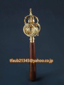 「密教法具 寺院仏具」極上品 十二環錫杖 仏具 仏教工芸品 密教で使われる仏具 真鍮製 長さ約25cm