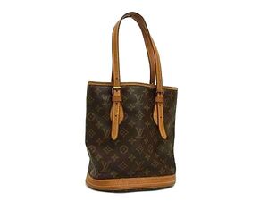 1円 LOUIS VUITTON ルイヴィトン M42238 モノグラム バケットPM プチバケット トートバッグ ショルダー 肩掛け ブラウン系 FG2128