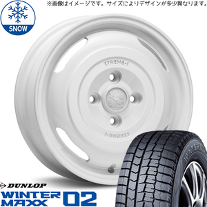 155/55R14 スタッドレスタイヤホイールセット ムーブ etc (DUNLOP WINTERMAXX02 & XTREME-J JOURNEY 4穴 100)