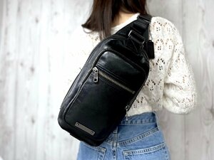 極美品 COACH コーチ ボディバッグ ショルダーバッグ バッグ レザー 黒 メンズ 73059Y