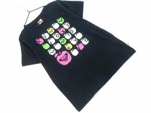 ネコポスOK ROXY ロキシー プリント Tシャツ sizeM/黒 ■◆ ☆ eec4 レディース