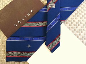 ♪33934D♪状態並品【金具 ストライプ ロゴ入 柄】セリーヌ【CELINE】ネクタイ