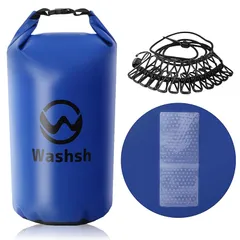 【凹凸シート付き】 Washsh 洗濯袋 洗濯バッグ 洗濯 旅行 トラベル用品 旅行便利グッズ 防災 防災グッズ ランドリー ランドリーネット バスケット 【洗濯紐付属】 (5L, ブルー)