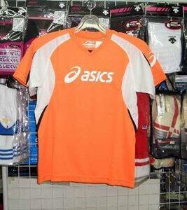 XS631B アシックス ジュニア半袖シャツ オレンジ150cm asics キッズ 子供 新品 レトロ 即決*