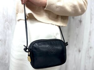 極美品 LOEWE ロエベ アナグラム ヴィンテージ ショルダーバッグ バッグ レザー 黒 79257