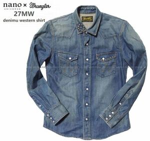 ■ nano・universe 別注 wrangler ラングラー 27MW デニムウエスタンシャツ(S) ■