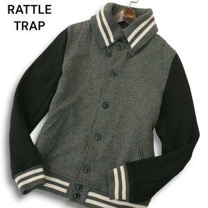 RATTLE TRAP メンズビギ 秋冬 ウール混★ 切替デザイン スタジャン風 スタンドカラー ジャケット Sz.M　メンズ グレー　A4T11185_A#N