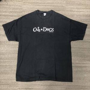 2001年 cats & dogs 映画Tシャツ 黒 XL 00s ムービーTシャツ