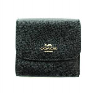 コーチ COACH 三つ折り財布 ウォレット ロゴ クロスグレインレザー 黒 ブラック 87588 ■GY18 /MQ レディース