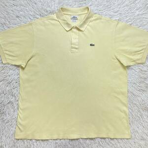 XXL相当 サイズ7 美品 ラコステ 5191L 半袖 ポロシャツ LACOSTE レアカラー イエロー ワニワッペン 鹿の子 メンズ フレラコ