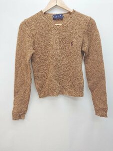 ◇ RALPH LAUREN ミックス Vネック 長袖 ウール ニット セーター サイズM 165/92A ライトブラウン系 レディース P