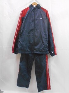 70 送60サ 0115YD06 NIKE ナイキ ウインドブレーカー ジャケット パンツ 上下セット ネイビー サイズL 中古品