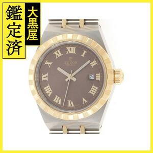 TUDOR　チューダー　ロイヤル　28303　YG/SS　ブラウン　女性用自動巻時計【473】