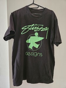 STUSSY ステューシー　Tシャツ　Lサイズ　ブラック/グリーン　古着　 半袖Tシャツ　送料370円