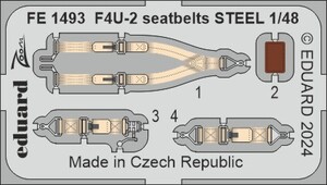 エデュアルド ズーム1/48 FE1493 Vought F4U-2 Corsair seatbelts for Hobby Boss kits