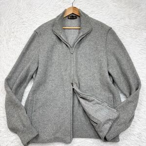 【最高級の逸品!!!美品XLサイズ!!!】本家 Loro Piana ロロピアーナカシミヤ100% ニットジャケット ドライバーズニット グレー メンズ 