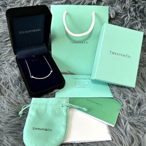 美品中古品 TIFFANY & Co.ティファニー T スマイル ネックレス 箱付き ホワイトゴールド