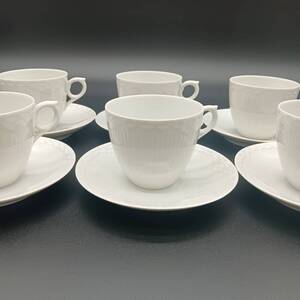 【未使用】ROYAL COPENHAGEN　ホワイトフルーテッド　カップ＆ソーサー　6客セット　ロイヤルコペンハーゲン