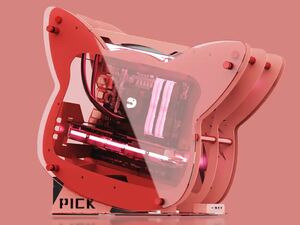 【1円〜】PICK ver.Pink PCケース MLOONG ゲーミング Micro-ATX オープンフレーム 水冷ラジエーター ピンク 